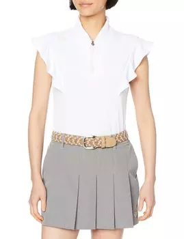 Рубашка с коротким рукавом, впитывающая пот, быстросохнущая, с защитой от ультрафиолета, с расклешенными рукавами, гольф DGWVJA17 WH00, эквивалент японского размера S [DESCENTE GOLF] UPF50+, женская