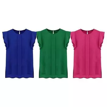 Рубашка с круглым вырезом, женская свободная футболка, однотонная шифоновая рубашка с летящими рукавами, топ XL