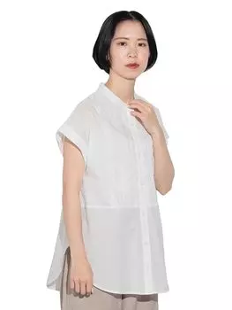 Рубашка с кружевной кокеткой БЕЛАЯ ОДИН РАЗМЕР [Beams Heart] S/S Женская