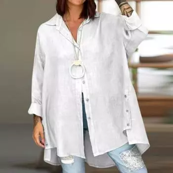 Рубашка с лацканами, однобортная однобортная рубашка в повседневном стиле с длинным рукавом, однотонная, свободная посадка 2XL зелёный