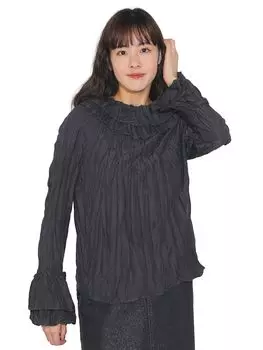 Рубашка с оборкой BL CHARCOAL ONE SIZE [Beams Heart] L/S o/Crinkle Женская древесный уголь