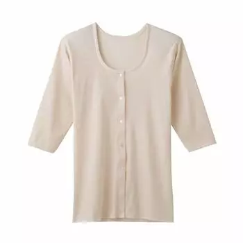 Рубашка с открытым передним рукавом KQ5034 Comfort Workshop Calm Beige M [Gunze] 3/4 для женщин