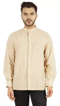 Рубашка с принтом Bestman для мужчин, офисная одежда с длинным рукавом и воротником-стойкой, обычная посадка 3XL зелёный