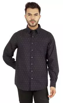 Рубашка с принтом Bestman для мужчин с длинными рукавами и манжетой Slub Хлопковая рубашка для офиса 3XL чёрный