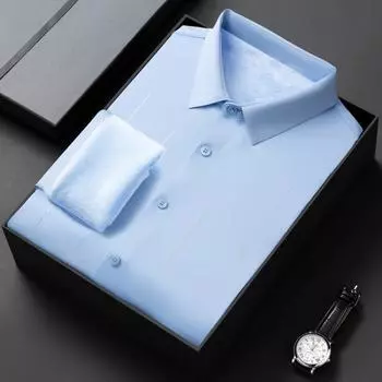 Рубашка с принтом Мужская универсальная бархатная утолщенная рубашка с длинными рукавами Повседневная бесшовная рубашка с защитой от морщин Модная дюймовая рубашка M