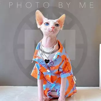 Рубашка с рисунком маленького тигра, тонкая одежда для безволосого кота летом XS