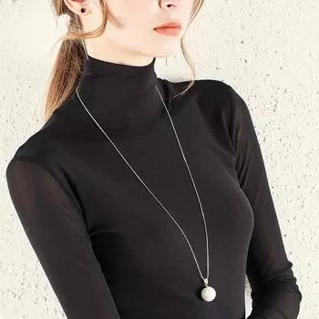 Рубашка с сетчатой подкладкой с высоким воротом, женская большая футболка, утолщенная рубашка с длинными рукавами, элегантная и удобная женская футболка S