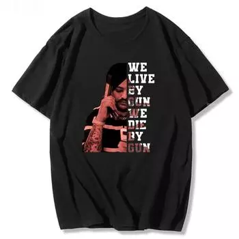 Рубашка Sidhu Moose Wala We Live By Indian Rapper, хлопковая футболка в стиле Харадзюку, европейский размер, унисекс, с коротким рукавом, унисекс, с узором, принтом, круглым вырезом