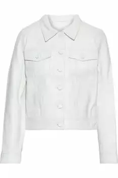 Рубашка Slim Fit, стильная женская рубашка с длинным рукавом, белая, из натуральной овечьей кожи M белый