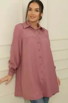 Рубашка со сборками, кокеткой спереди и ожерельем-цепочкой