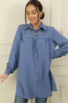 Рубашка со сборками, кокеткой спереди и ожерельем-цепочкой