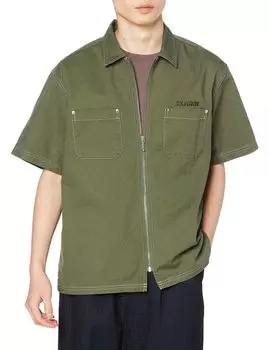 Рубашка сшитая на молнии рабочая рубашка оливкового цвета [очень большой размер] S/S мужская оливковый