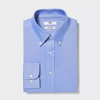 Рубашка стандартного кроя UNIQLO Super Non Iron с длинными рукавами и воротником на пуговицах