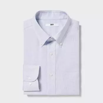 Рубашка стандартного кроя в клетку UNIQLO Easy Care с длинным рукавом и воротником на пуговицах B