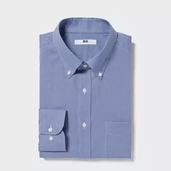 Рубашка стандартного кроя в клетку UNIQLO Easy Care с длинным рукавом и воротником на пуговицах A