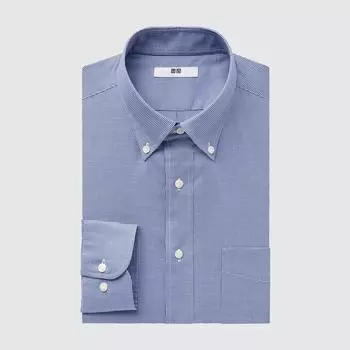 Рубашка стандартного кроя в клетку UNIQLO Easy Care (Воротник на пуговицах с длинным рукавом) К