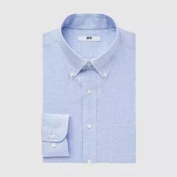 Рубашка стандартного кроя в клетку UNIQLO Easy Care с длинным рукавом и воротником на пуговицах C