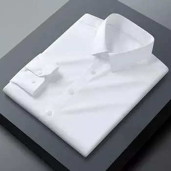 Рубашка стрейч мужская с длинными рукавами, облегающая, не требующая глажки, деловая, повседневная, белая, профессиональная, официальная, корейская версия рубашки без карманов XXXXL белый