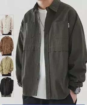 Рубашка свободного кроя American Cityboy с длинным рукавом для работы: Мужская повседневная куртка весна/осень XL