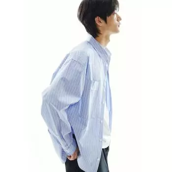 Рубашка свободного кроя HM Utility, светло-синяя в полоску XS