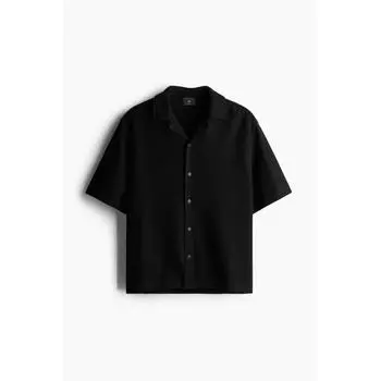 Рубашка свободного кроя HM в рубчик, черная XS