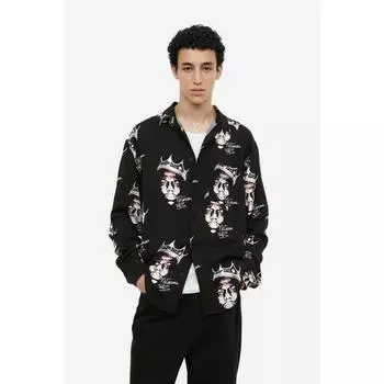 Рубашка свободного кроя с принтом H&M, черная Notorious BIG. 1191051001