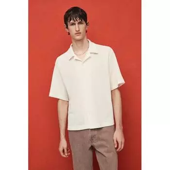 Рубашка свободного кроя с вафельной текстурой и воротником-стойкой HM CREAMS XS