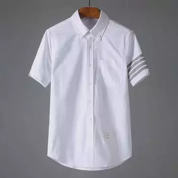 Рубашка TB JL Trendy Grey Striped с короткими рукавами для мужчин и женщин — новый повседневный летний стиль унисекс. 0 белый