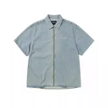 Рубашка ThiSiSneverthat WaShed Denim Zip SS, синяя, стираная