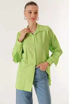 Рубашка-туника с фестонами и боковыми разрезами