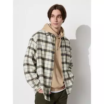 Рубашка Uniqlo Flannel с длинным рукавом, обычная, цветная, в клетку B 30 NATURAL/UNISEX S
