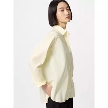 Рубашка Uniqlo из хлопка с длинным рукавом 00 WHITE/WOMEN XS