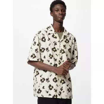 Рубашка Uniqlo Modal Cotton с открытым воротником и коротким рукавом с принтом B 30 NATURAL/MEN S