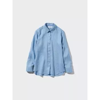 Рубашка Uniqlo Premium из льна с длинным рукавом 61 BLUE/WOMEN S
