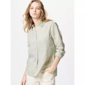 Рубашка Uniqlo Premium Linen с длинным рукавом в клетку 11 PINK/WOMEN S