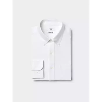 Рубашка Uniqlo Super Non Iron Jersey с длинным рукавом и воротником на пуговицах 00 WHITE/MEN S