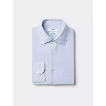 Рубашка Uniqlo Super Non Iron с длинным рукавом и полушироким воротником в клетку 64 BLUE/MEN S