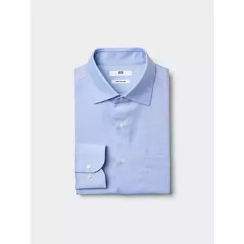 Рубашка Uniqlo Super Non Iron с длинным рукавом и полушироким воротником 00 WHITE/MEN S