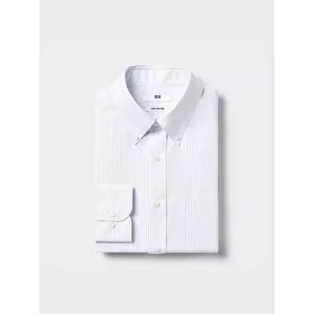 Рубашка Uniqlo Super Non Iron с длинным рукавом и воротником на пуговицах в полоску B 62 BLUE/MEN S