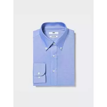 Рубашка Uniqlo Super Non Iron с длинным рукавом и воротником на пуговицах 00 WHITE/MEN S