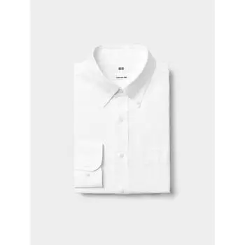 Рубашка Uniqlo Super Non Iron с длинным рукавом и воротником на пуговицах 00 WHITE/MEN M
