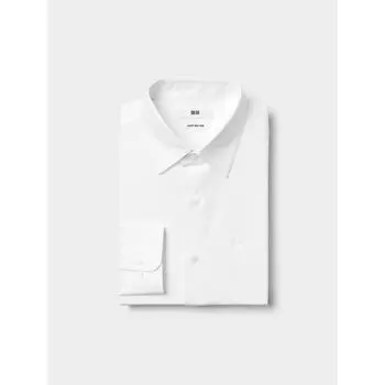 Рубашка Uniqlo Super Non Iron с длинным рукавом, обычного цвета 00 WHITE/MEN S