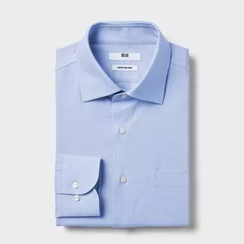 Рубашка UNIQLO Super Non Iron с длинными рукавами, полушироким воротником
