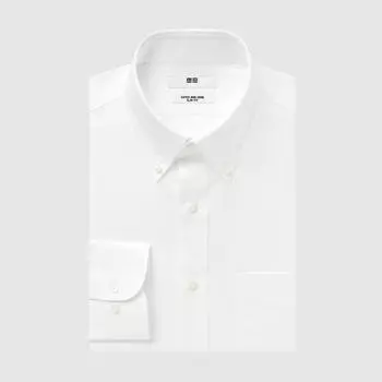 Рубашка UNIQLO Super Non-Iron Slim Fit с длинным рукавом и воротником на пуговицах