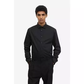 Рубашка HM slim fit stretch черная 0841808002 XSEUR XSS