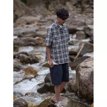 Рубашка в американском стиле Lazy с длинными рукавами, свободная и повседневная, съемная, длинные и короткие пары для пар M синий