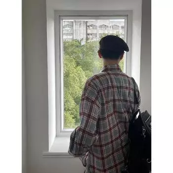 Рубашка в клетку с длинными рукавами, мужская, весенняя, новая, в японском стиле, ретро, высококачественная, модная, брендовая, свободная, повседневная, пальто M синий