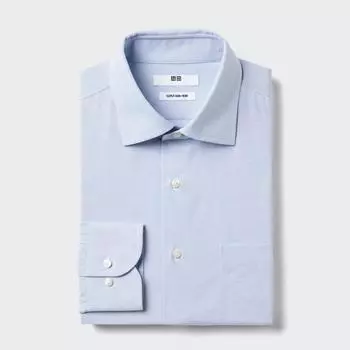 Рубашка в клетку UNIQLO Super Non Iron с длинными рукавами и полушироким воротником