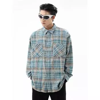 Рубашка в клетку в американском стиле в стиле ретро для мужчин, весна-осень, уличный тренд, свободная повседневная рубашка с длинным рукавом для пары, пальто M красный