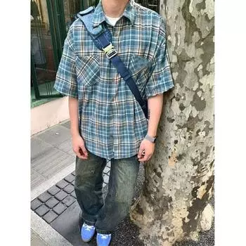 Рубашка в клетку в стиле ретро для женщин на весну и осень, тонкий стиль, свободный летний дизайн, рубашка с длинными рукавами Niche, верхняя одежда, рубашка Inch M красный